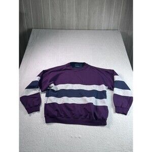 Claybrooke Sport Men's XL Purple Striped Crew Neck Sweatshirt Pullover Polyester